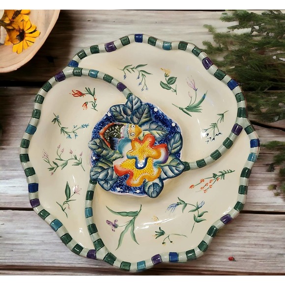 Fitz and Floyd Essentials Starfish, Ocean Divided Platter Serving Dish Koi - Picture 1 of 10